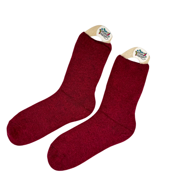 Skarpetki ciepłe termiczne bezuciskowe angora wełna bordo 39-42