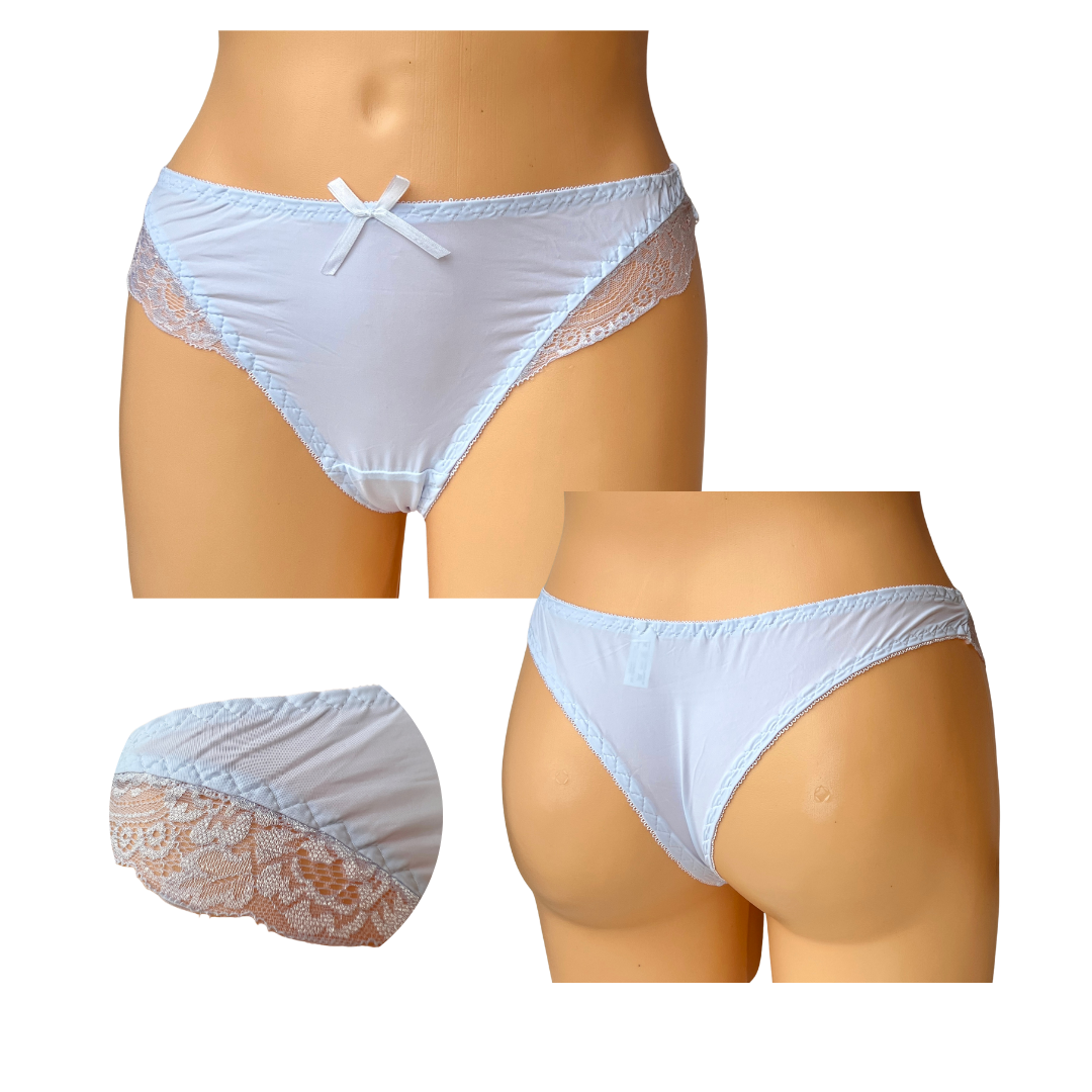 Majtki figi stringi damskie z koronką białe r. XL