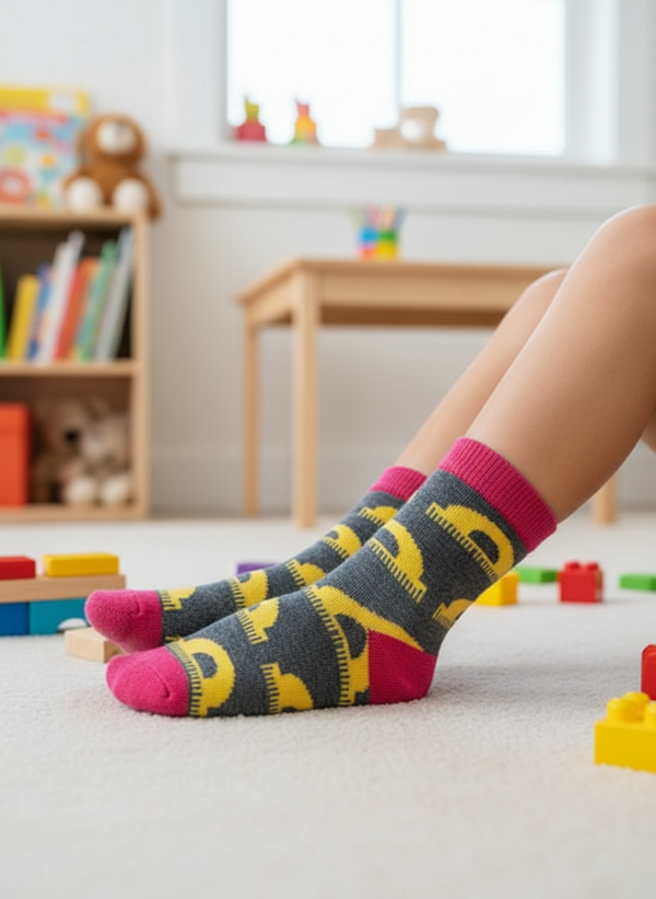 Skarpetki bawełniane dla dziecka 95% bawełny szare w linijki 25-27