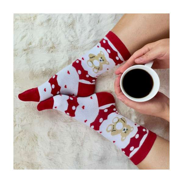 Skarpetki termiczne ciepłe bawełna zimowe wzory złote misie 35-39