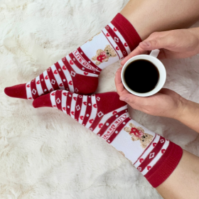 Skarpetki termiczne ciepłe bawełna zimowe wzory misie, serduszka 38-42