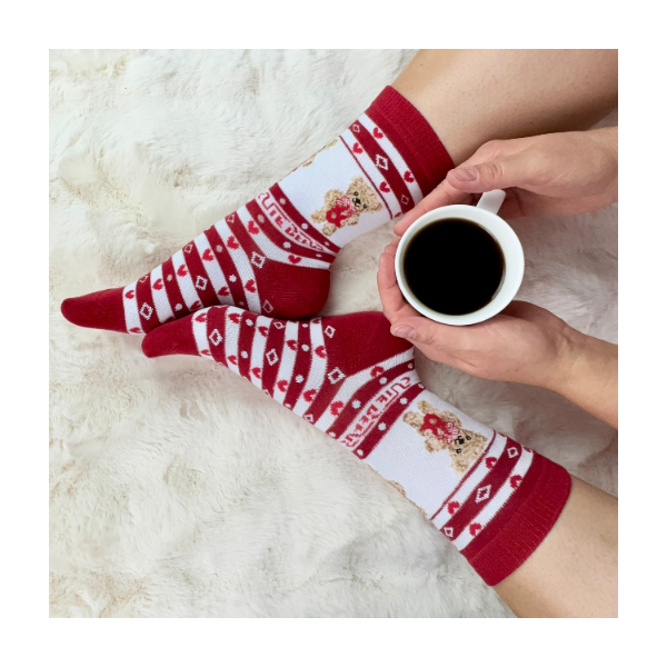 Skarpetki termiczne ciepłe bawełna zimowe wzory misie, serduszka 38-42