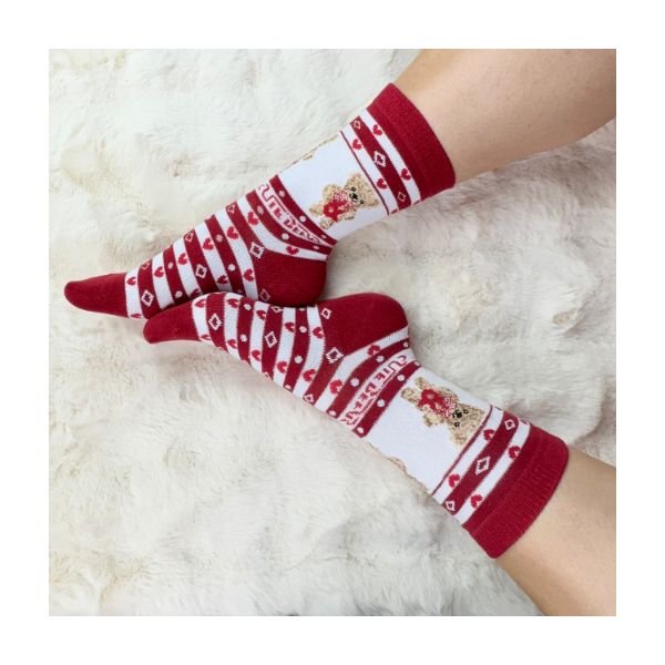 Skarpetki termiczne ciepłe bawełna zimowe wzory misie, serduszka 38-42