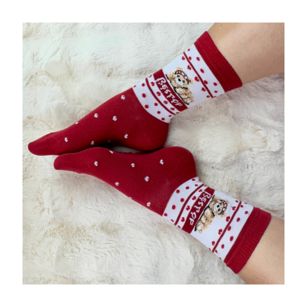 Skarpetki termiczne ciepłe bawełna zimowe wzory sportowe misie 35-39