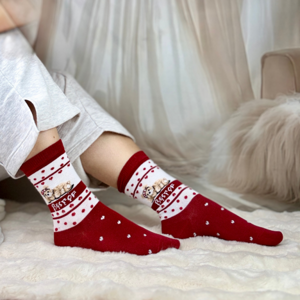 Skarpetki termiczne ciepłe bawełna zimowe wzory sportowe misie 35-39