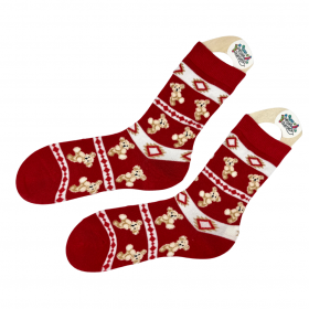 Skarpetki termiczne ciepłe bawełna zimowe wzory urocze misie 38-42