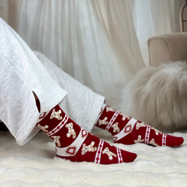 Skarpetki termiczne ciepłe bawełna zimowe wzory urocze misie 38-42