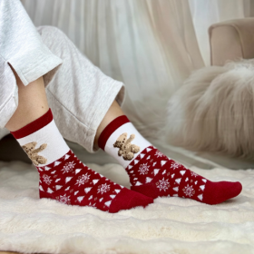 Skarpetki termiczne ciepłe zimowe wzory norweskie gwiazdki misie 38-42