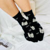 Skarpetki długie ciepłe angora wełna czarne w kotki 35-38