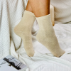 Skarpetki długie ciepłe angora wełna beżowe 35-38