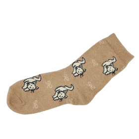 Skarpetki długie ciepłe angora wełna beżowe w kotki 39-42