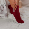 Ciepłe puszyste skarpetki z norki  alpaka touch futerko bordowe 35-38