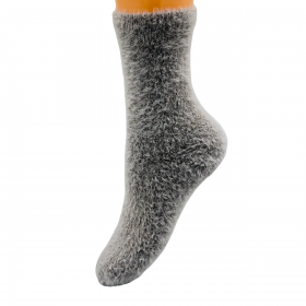 Ciepłe puszyste skarpetki z norki  alpaka touch futerko jasnooszare 35-38