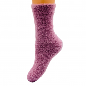 Ciepłe puszyste skarpetki z norki  alpaka touch futerko liliowe 38-41
