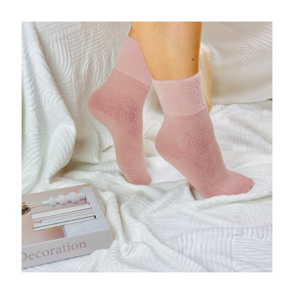 Skarpetki termiczne alpaka grube różowe 35-38