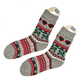 Skarpetki damskie angora termiczne ciepłe szare zimowe wzory 35-38