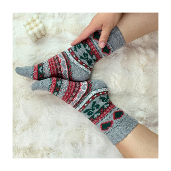 Skarpetki angora termiczne ciepłe szare zimowe wzory 39-42