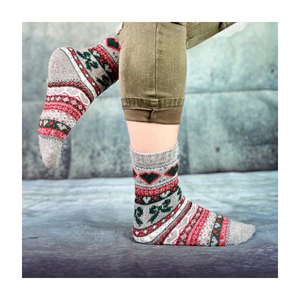 Skarpetki angora termiczne ciepłe szare zimowe wzory 39-42