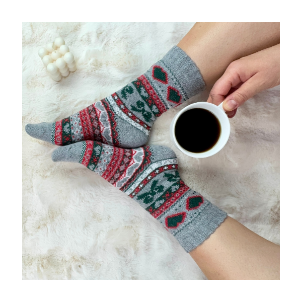 Skarpetki angora termiczne ciepłe szare zimowe wzory 39-42