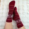 Skarpetki damskie alpaka ciepłe grube czerwone norweskie gwiazdki 39-42