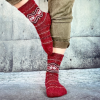 Skarpetki damskie alpaka ciepłe grube czerwone norweskie gwiazdki 35-38