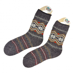 Skarpetki damskie alpaka ciepłe grube ciemny szary norweskie gwiazdki 39-42