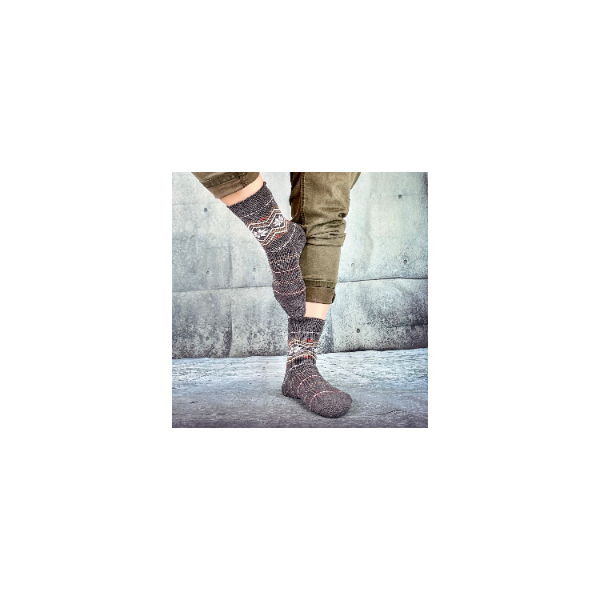 Skarpetki damskie alpaka ciepłe grube ciemny szary norweskie gwiazdki 39-42