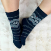 Skarpetki damskie alpaka ciepłe grube granatowe w norweskie gwiazdki 35-38