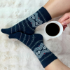 Skarpetki damskie alpaka ciepłe grube granatowe w norweskie gwiazdki 35-38