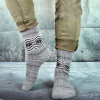 Skarpetki damskie alpaka ciepłe grube jasne szare norweskie gwiazdki 35-38