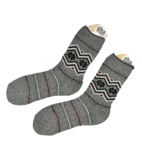 Skarpetki damskie alpaka ciepłe grube jasne szare norweskie gwiazdki 39-42