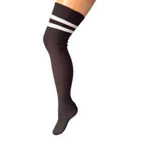 Zakolanówki brązowe z białymi pasami wełna angor grube 35-41