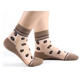 Skarpetki kawowe w panterkę, siateczkowe