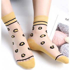 Skarpetki miodowe w panterkę, siateczkowe