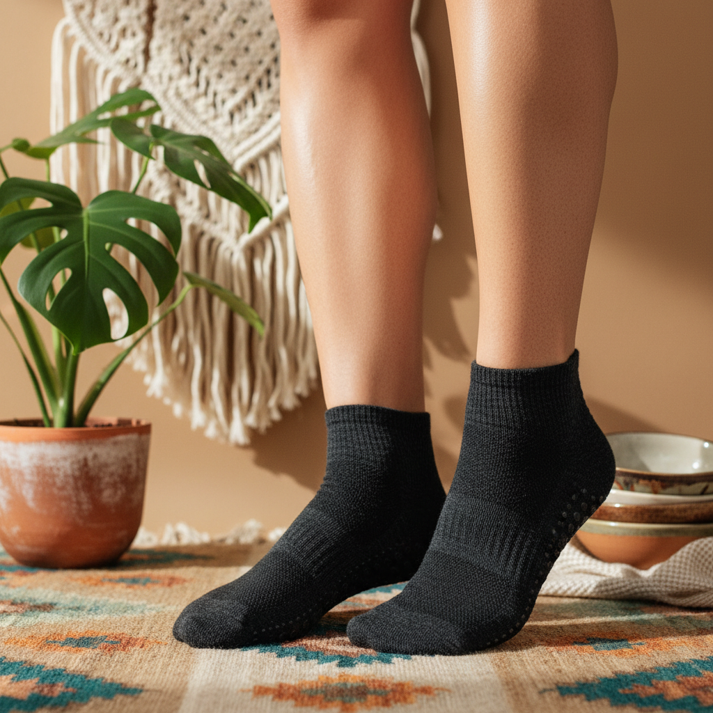 Skarpetki do jogi unisex antypoślizgowe ciemnoszare 39-42