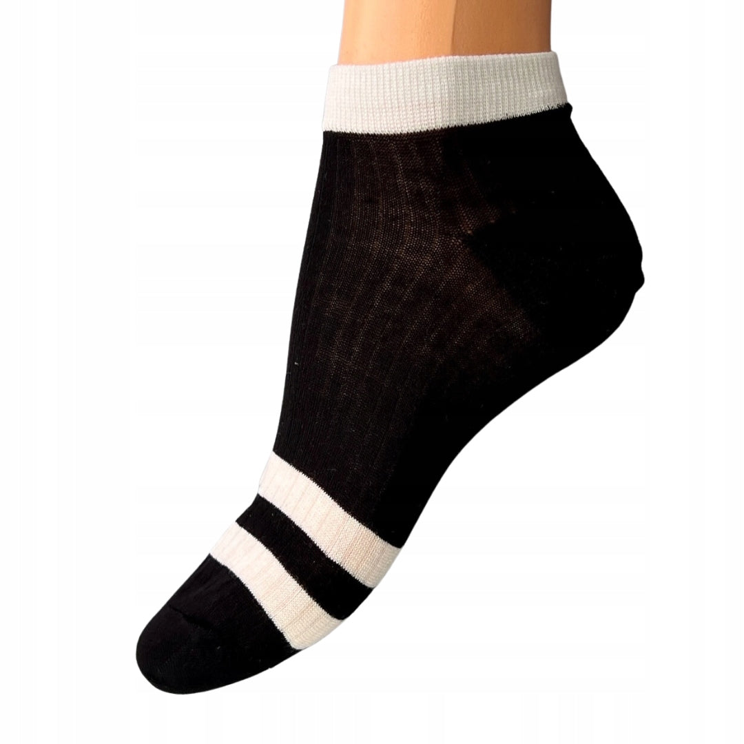 Stopki bambusowe czarne w białe paski 35-38