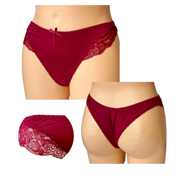 Majtki figi stringi damskie z koronką czerwone r. XL