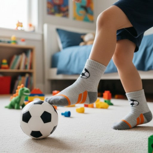 Skarpetki dziecięce bawełna szare w piłkę nożną 35-38