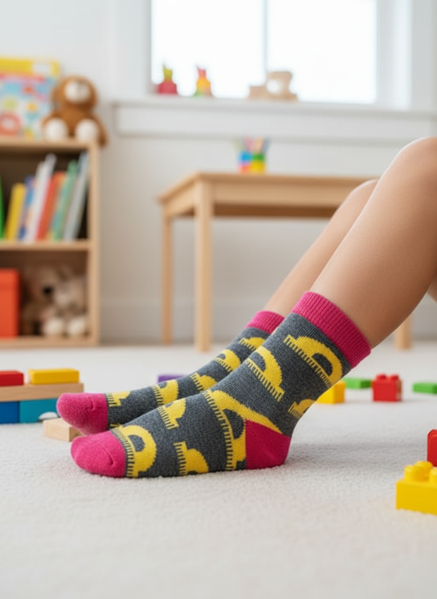 Skarpetki bawełniane dla dziecka 95% bawełny szare w linijki 25-27